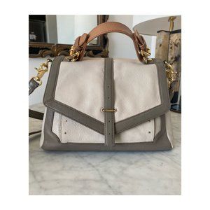 Tory Burch White & Tan 797 Medium Satchel